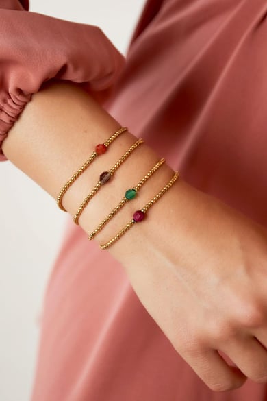 Pulsera con piedra de colores Verde&amp; Plata Acero inoxidable h5 Imagen2